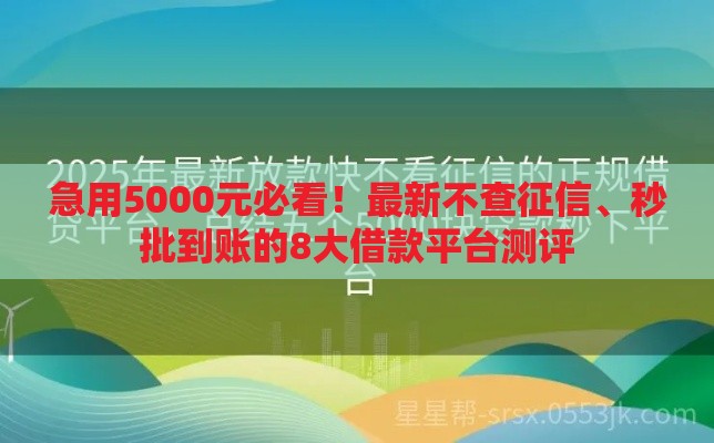 急用5000元必看！最新不查征信、秒批到账的8大借款平台测评