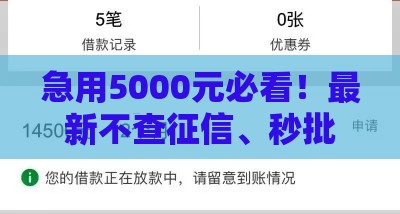 急用5000元必看！最新不查征信、秒批到账的8大借款平台测评