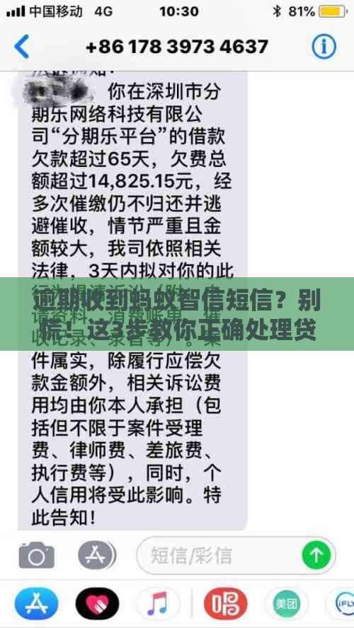 逾期收到蚂蚁智信短信？别慌！这3步教你正确处理贷款问题
