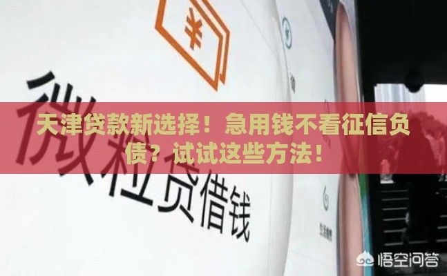 天津贷款新选择！急用钱不看征信负债？试试这些方法！
