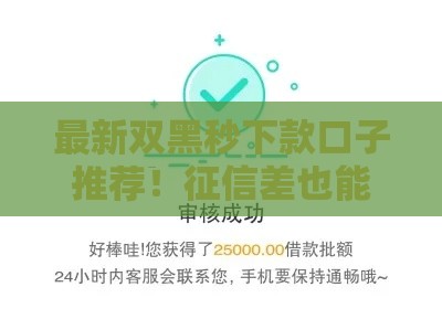 最新双黑秒下款口子推荐！征信差也能快速到账的贷款攻略