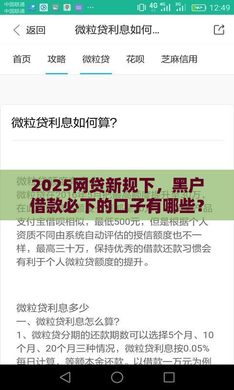 2025网贷新规下，黑户借款必下的口子有哪些？真实经验分享！