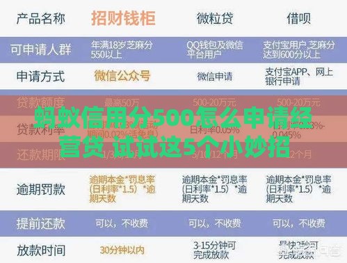 蚂蚁信用分500怎么申请经营贷 试试这5个小妙招