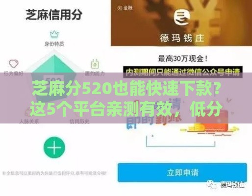 芝麻分520也能快速下款？这5个平台亲测有效，低分救急攻略来了