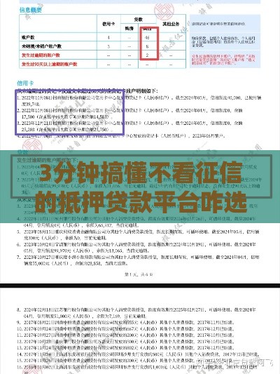 3分钟搞懂不看征信的抵押贷款平台咋选