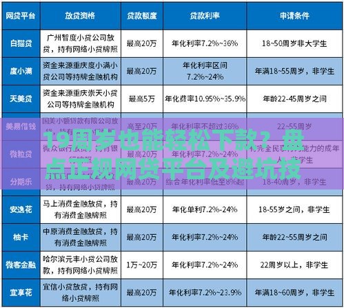 19周岁也能轻松下款？盘点正规网贷平台及避坑技巧