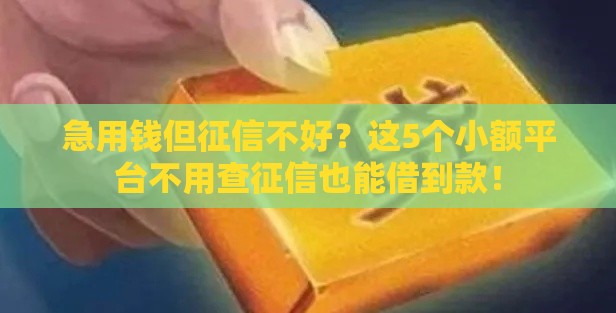 急用钱但征信不好？这5个小额平台不用查征信也能借到款！