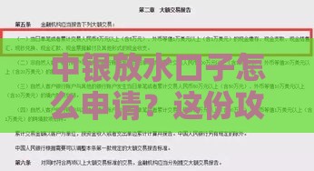 中银放水口子怎么申请？这份攻略讲透了