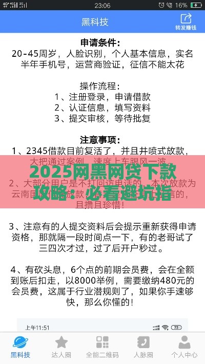 2025网黑网贷下款攻略：必看避坑指南与技巧