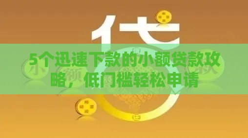 5个迅速下款的小额贷款攻略，低门槛轻松申请