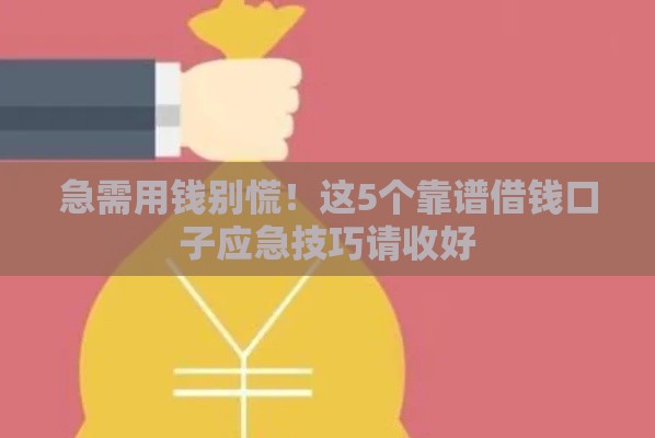 急需用钱别慌！这5个靠谱借钱口子应急技巧请收好