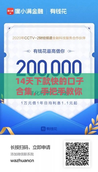 14天下款快的口子合集，手把手教你选靠谱平台