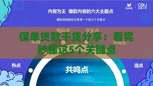 保单贷款干货分享：看完秒懂这5个关键点
