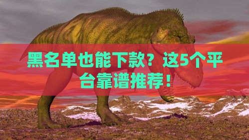 黑名单也能下款？这5个平台靠谱推荐！