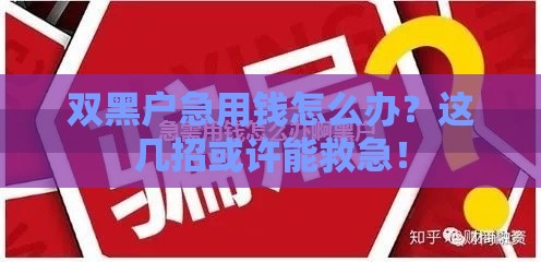 双黑户急用钱怎么办？这几招或许能救急！