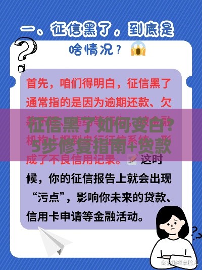 征信黑了如何变白？5步修复指南+贷款攻略速看！