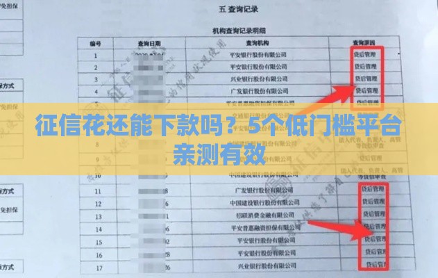 征信花还能下款吗？5个低门槛平台亲测有效