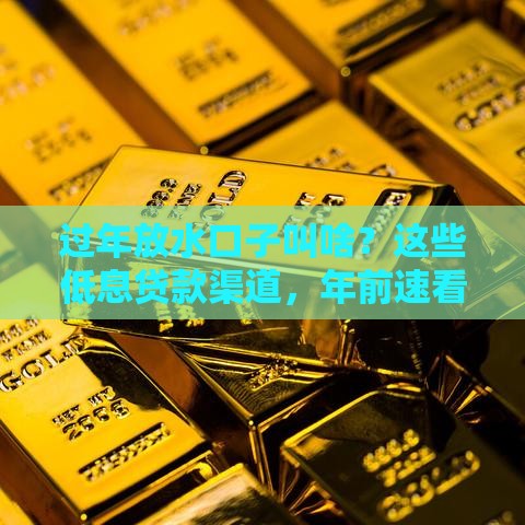 过年放水口子叫啥？这些低息贷款渠道，年前速看！
