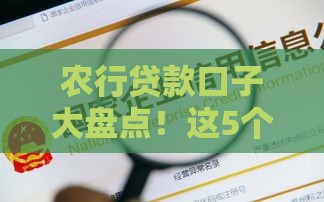 农行贷款口子大盘点！这5个渠道最靠谱
