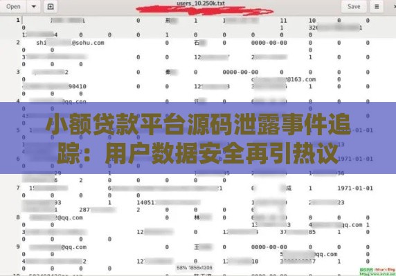 小额贷款平台源码泄露事件追踪：用户数据安全再引热议