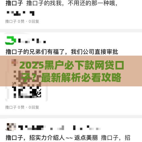 2025黑户必下款网贷口子？最新解析必看攻略