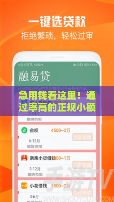 急用钱看这里！通过率高的正规小额贷款平台推荐