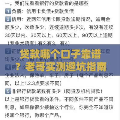 贷款哪个口子靠谱？老哥实测避坑指南，教你快速选对渠道！