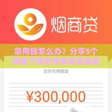 急用钱怎么办？分享5个快速下款的合规贷款渠道