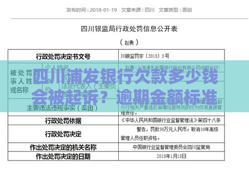 四川浦发银行欠款多少钱会被起诉？逾期金额标准解析