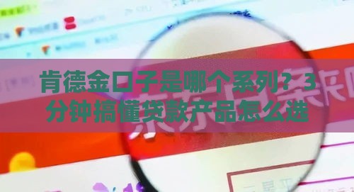肯德金口子是哪个系列？3分钟搞懂贷款产品怎么选