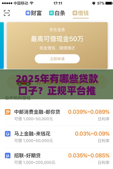2025年有哪些贷款口子？正规平台推荐赶紧收藏！