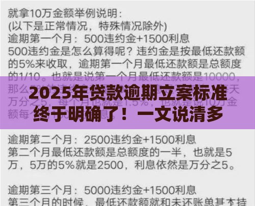 2025年贷款逾期立案标准终于明确了！一文说清多少钱会被起诉