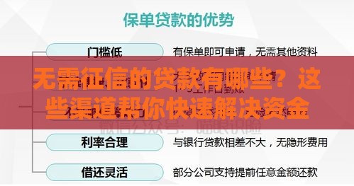无需征信的贷款有哪些？这些渠道帮你快速解决资金难题