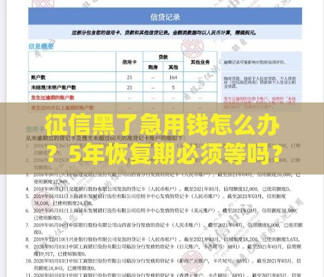 征信黑了急用钱怎么办？5年恢复期必须等吗？必看攻略！