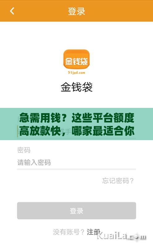 急需用钱？这些平台额度高放款快，哪家最适合你？