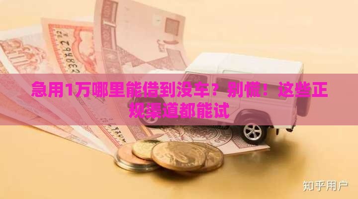 急用1万哪里能借到没车？别慌！这些正规渠道都能试