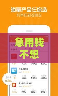 急用钱不想刷脸？试试这几个靠谱贷款口子！