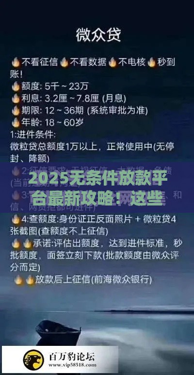2025无条件放款平台最新攻略！这些渠道真靠谱吗？