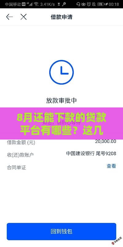 8月还能下款的贷款平台有哪些？这几个口子亲测有效！