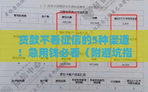 贷款不看征信的5种渠道！急用钱必看（附避坑指南）