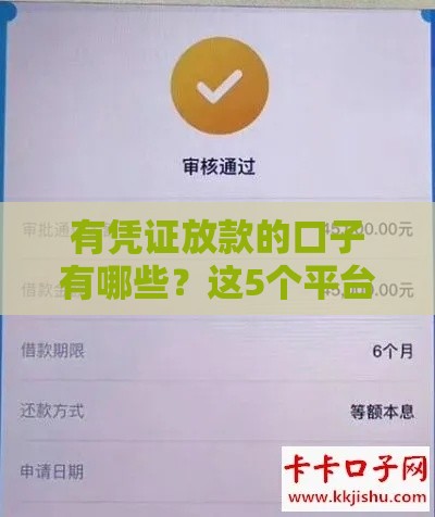 有凭证放款的口子有哪些？这5个平台审核快、额度高！