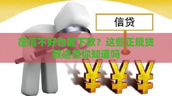 征信不好也能下款？这些正规贷款途径你知道吗