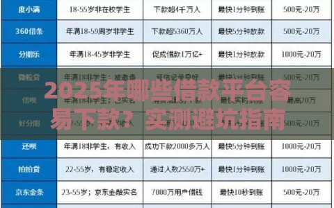 2025年哪些借款平台容易下款？实测避坑指南