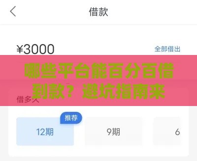 哪些平台能百分百借到款？避坑指南来了