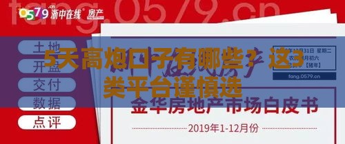 5天高炮口子有哪些？这3类平台谨慎选
