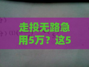 走投无路急用5万?这5个方法或许能帮你解燃眉之急! 走投无路急用5万?这5个方法或许能帮你解燃眉之急!