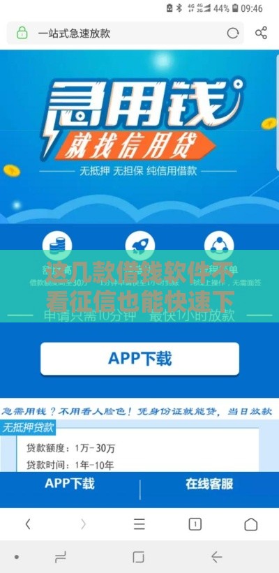 这几款借钱软件不看征信也能快速下款？
