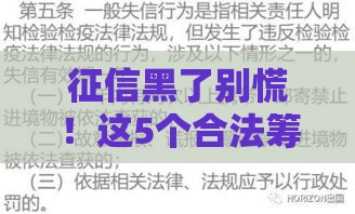 征信黑了别慌！这5个合法筹钱方法或许能帮你