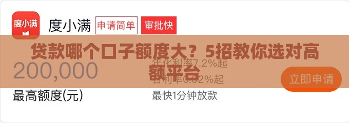 贷款哪个口子额度大？5招教你选对高额平台