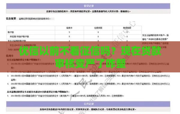 优信以前不看征信吗？现在贷款审核变严了咋整